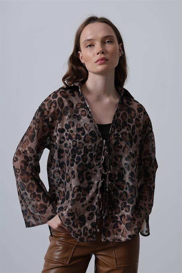 RYN Leopard Chiffon Shirt - Black Brown - Groningen