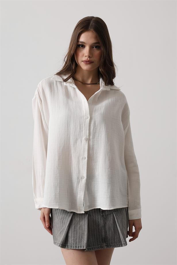 RYN Muslin Long Sleeve Shirt - White - Canton
