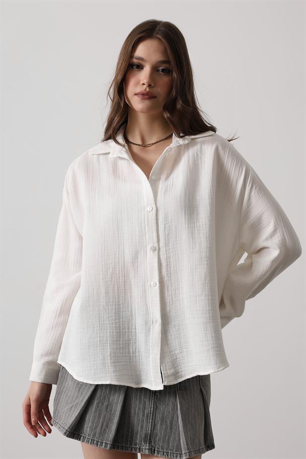 RYN Muslin Long Sleeve Shirt - White - Canton