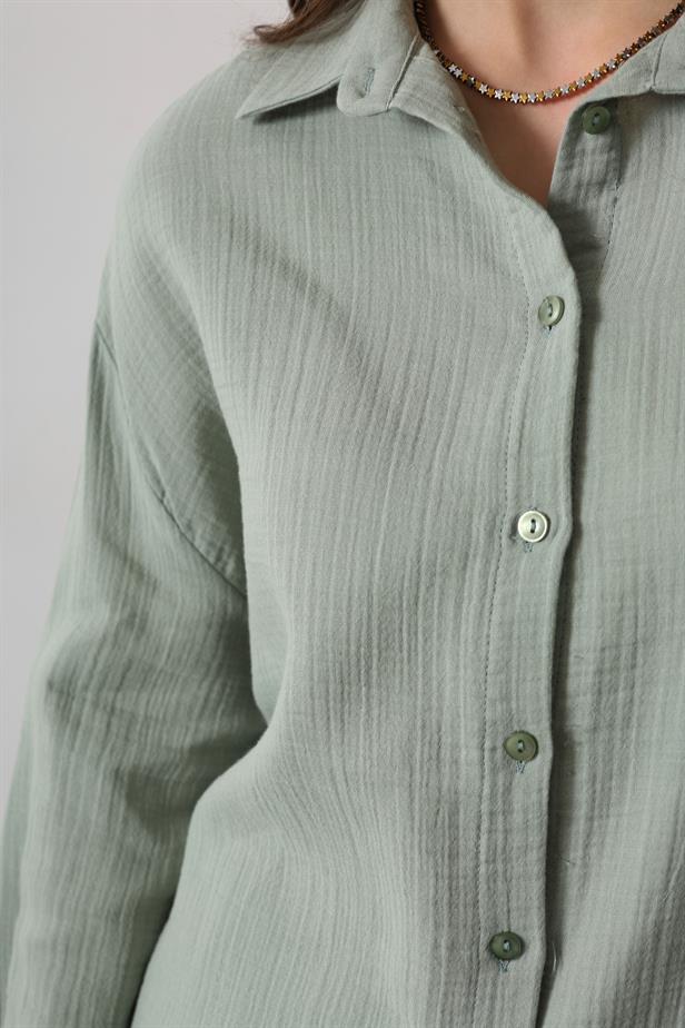 RYN Muslin Long Sleeve Shirt - Khaki - The Woodlands