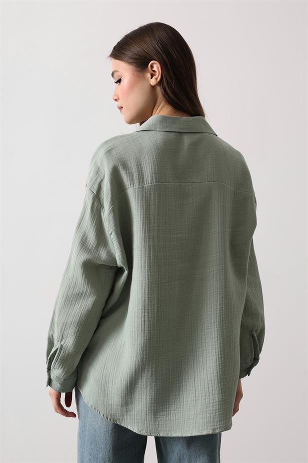 RYN Muslin Long Sleeve Shirt - Khaki - The Woodlands