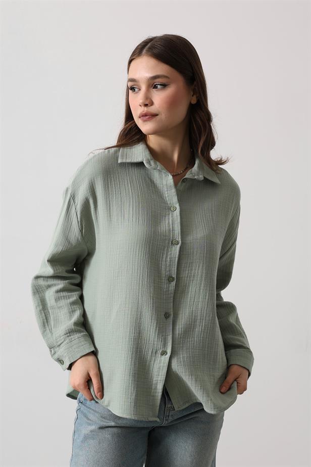 RYN Muslin Long Sleeve Shirt - Khaki - The Woodlands