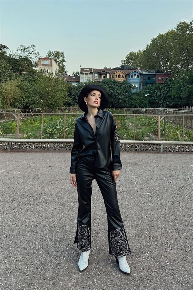 RYN Embroidered Leather Set - Black - Kardítsa