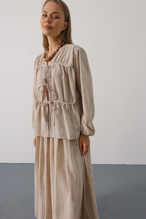 RYN Front Tied Skirt Suit - Beige - Alès