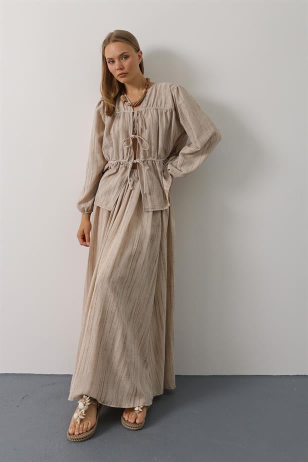 RYN Front Tied Skirt Suit - Beige - Alès
