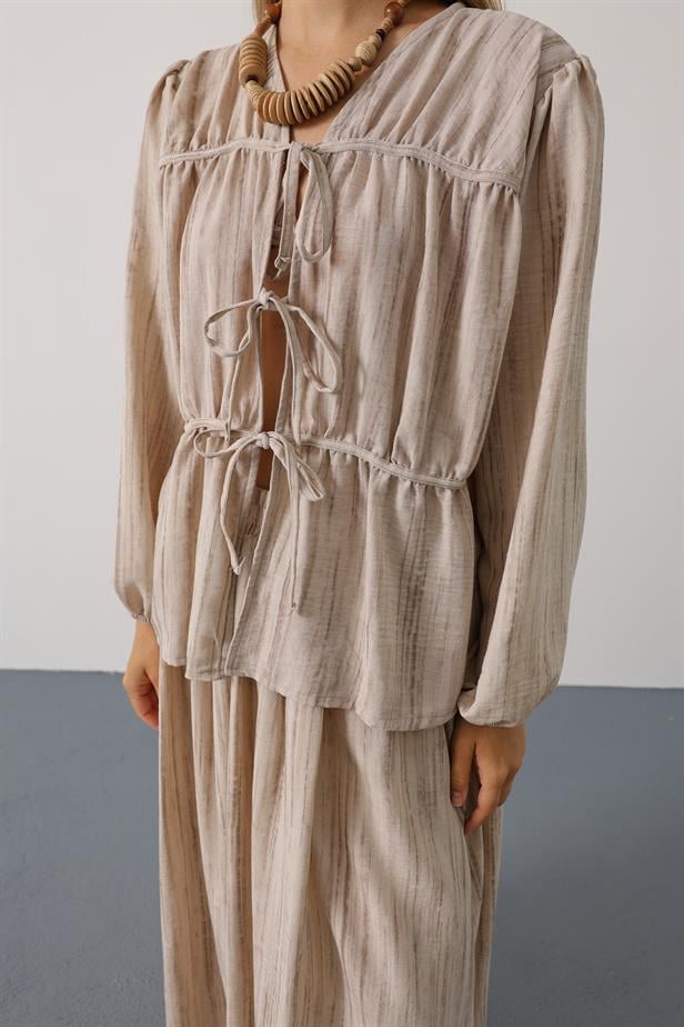 RYN Front Tied Skirt Suit - Beige - Alès