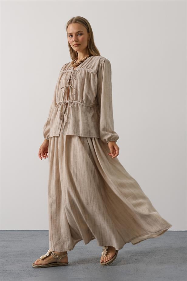 RYN Front Tied Skirt Suit - Beige - Alès