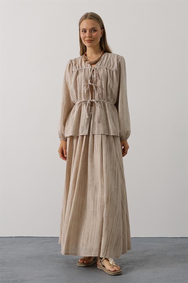 RYN Front Tied Skirt Suit - Beige - Alès