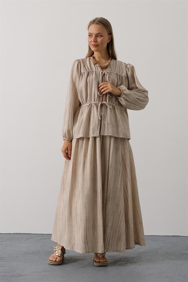 RYN Front Tied Skirt Suit - Beige - Alès