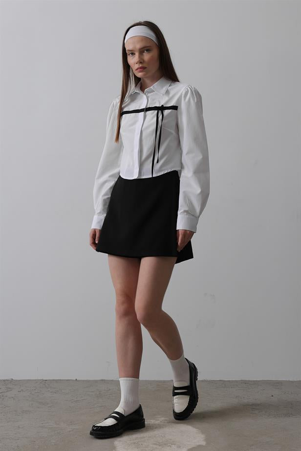 RYN Front Contrast Bow Shirt - White - El Dorado