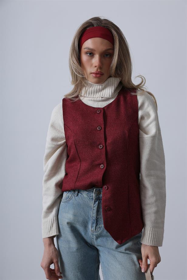 RYN Zero Collar Vest - Burgundy - Nampa