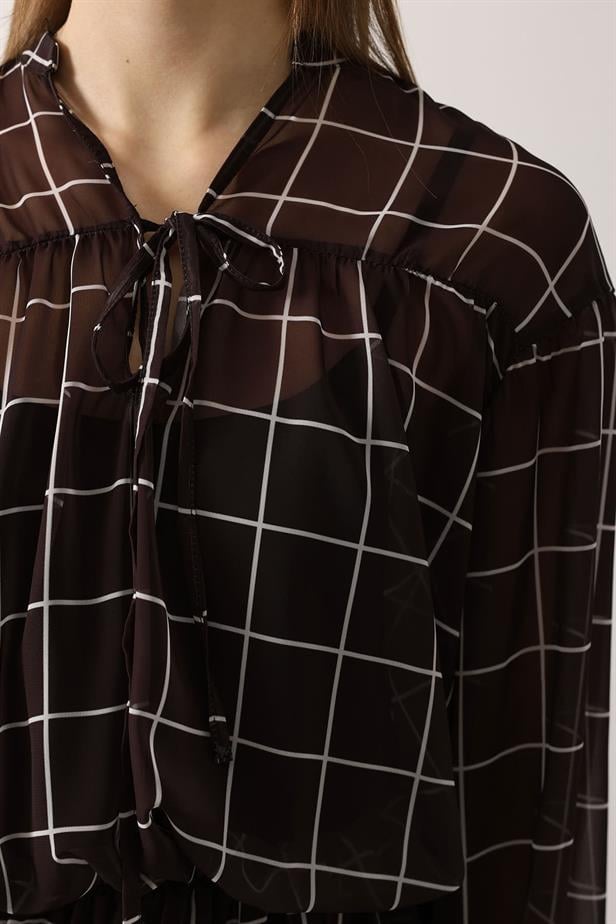 RYN CHIFFON PRINTED DRESS - Brown - Redlands