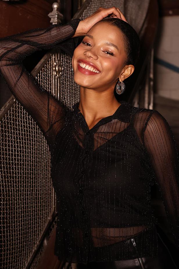 RYN EMBROIDERED TULLE SHIRT - Black - Ciudad Melchor Múzquiz