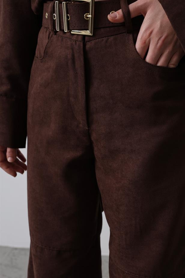 RYN Suede Pants - Dark Brown - Chelmsford