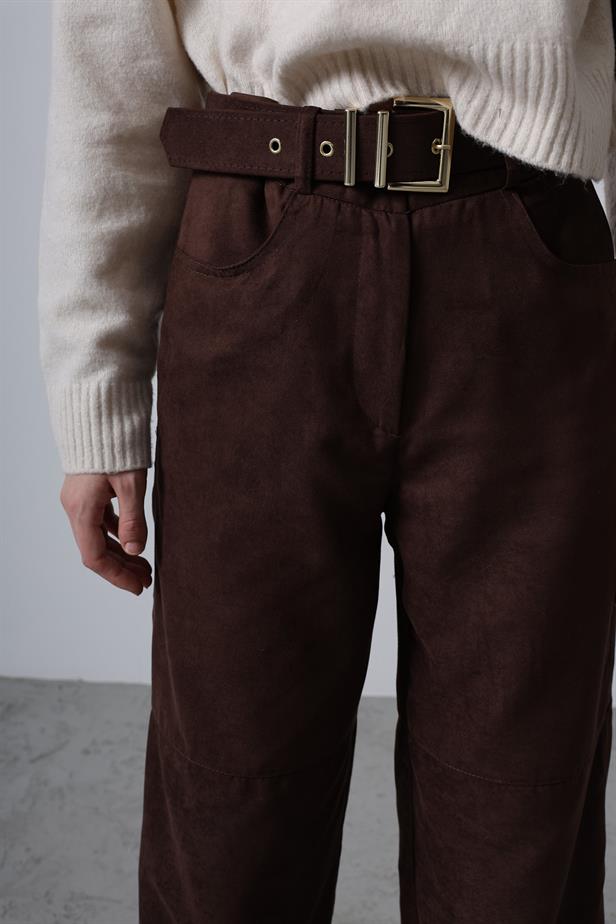 RYN Suede Pants - Dark Brown - Chelmsford