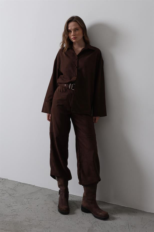 RYN Suede Pants - Dark Brown - Chelmsford