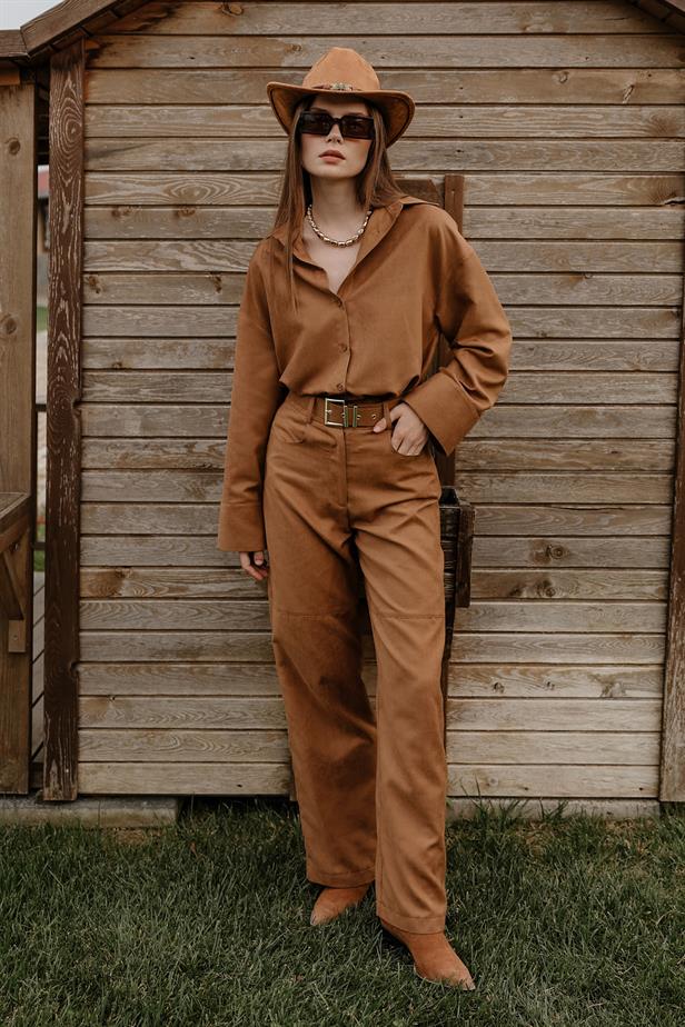 RYN Suede Pants - Camel - Tlalixcoyan