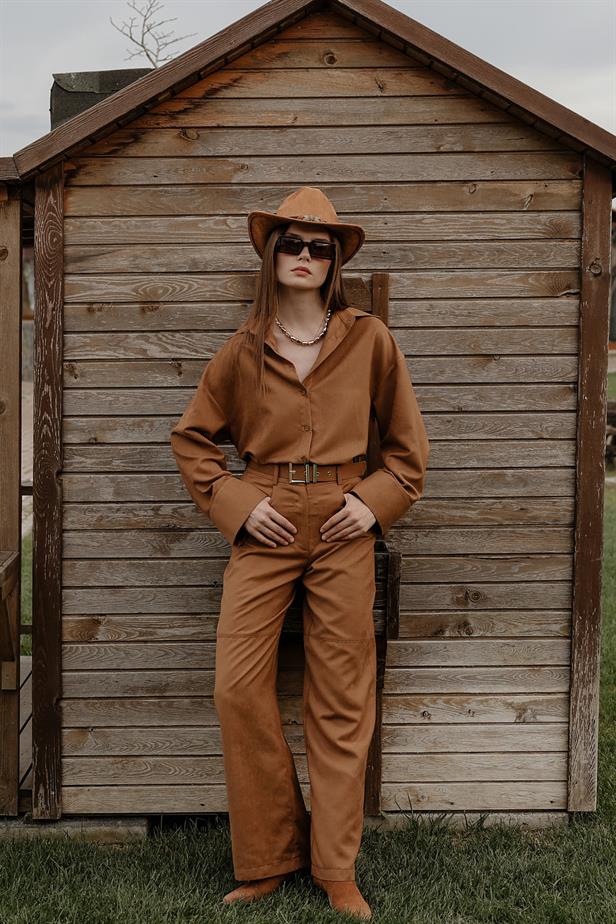RYN Suede Pants - Camel - Tlalixcoyan