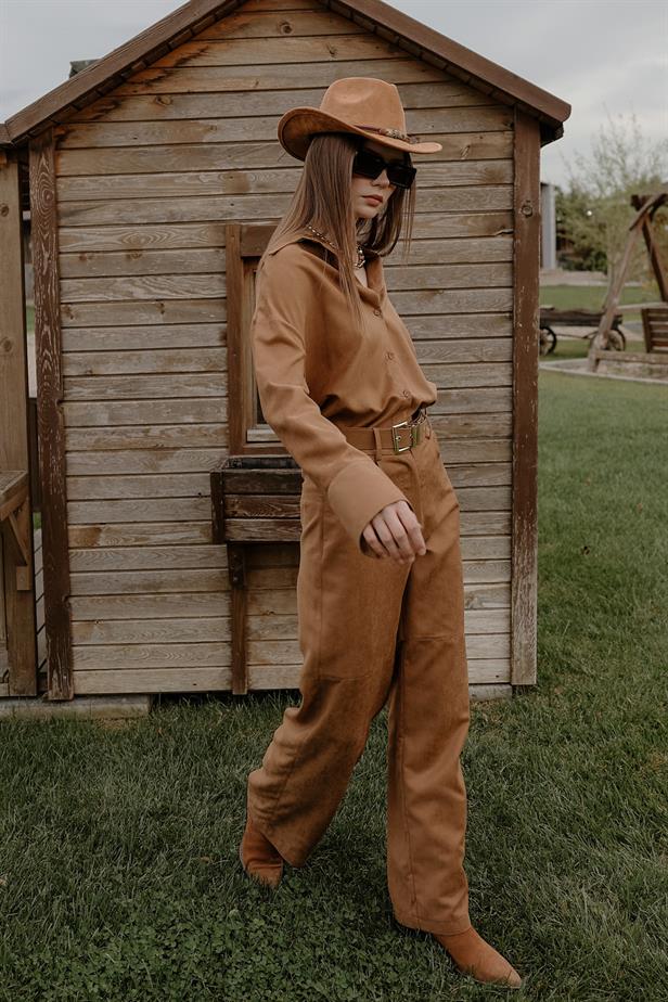 RYN Suede Pants - Camel - Tlalixcoyan