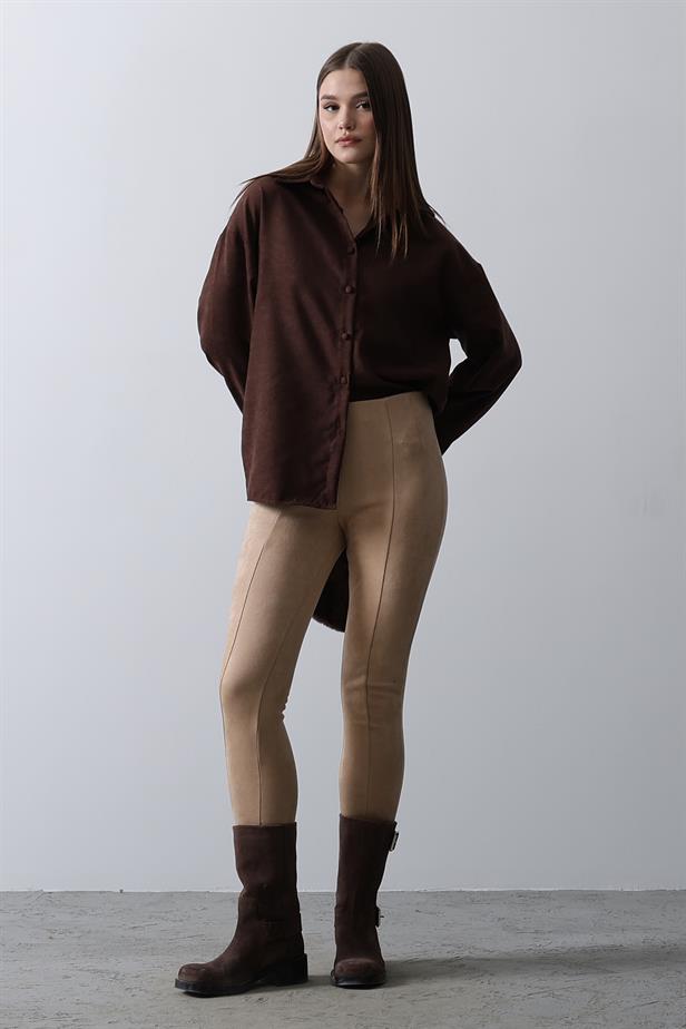 RYN Suede Long Sleeve Shirt - Bitter Coffee - Severna Park