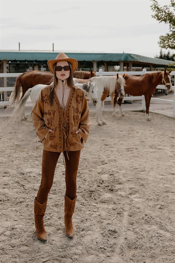 RYN Suede Jacket with Fringes - Camel - Sindelfingen