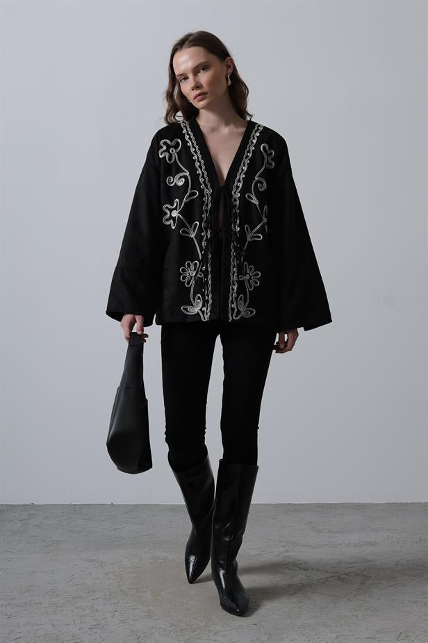 RYN Suede Jacket with Fringes - Black - Saint-Herblain