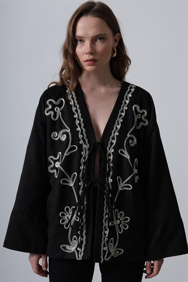 RYN Suede Jacket with Fringes - Black - Saint-Herblain