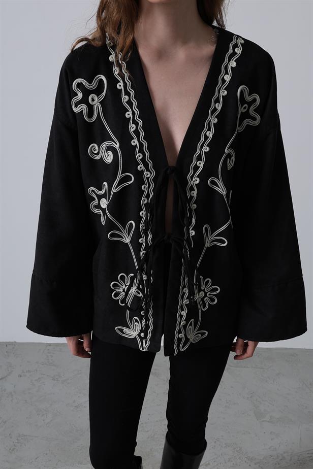 RYN Suede Jacket with Fringes - Black - Saint-Herblain