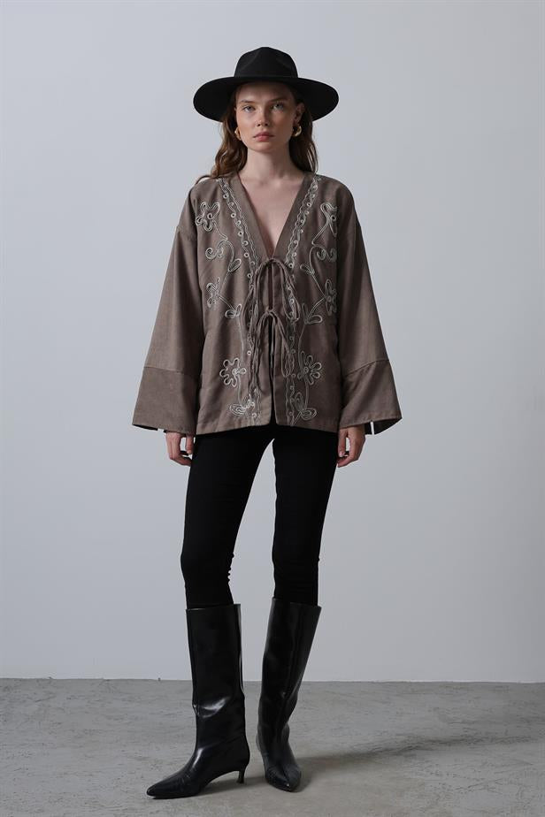 RYN Suede Jacket with Fringes - Mink - Bielefeld