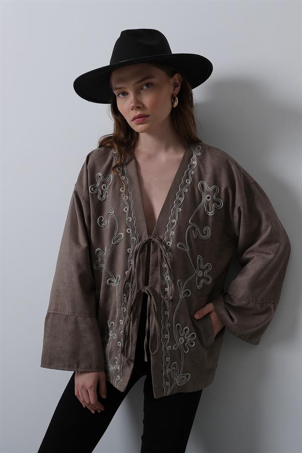 RYN Suede Jacket with Fringes - Mink - Bielefeld