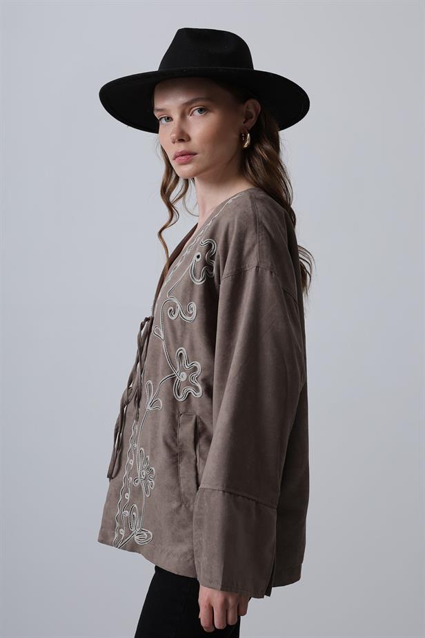 RYN Suede Jacket with Fringes - Mink - Bielefeld