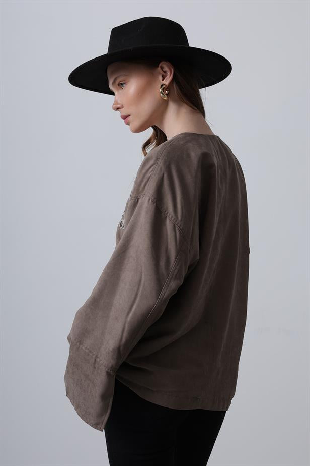 RYN Suede Jacket with Fringes - Mink - Bielefeld