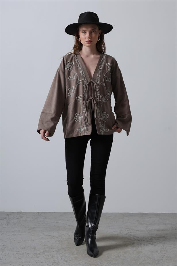RYN Suede Jacket with Fringes - Mink - Bielefeld