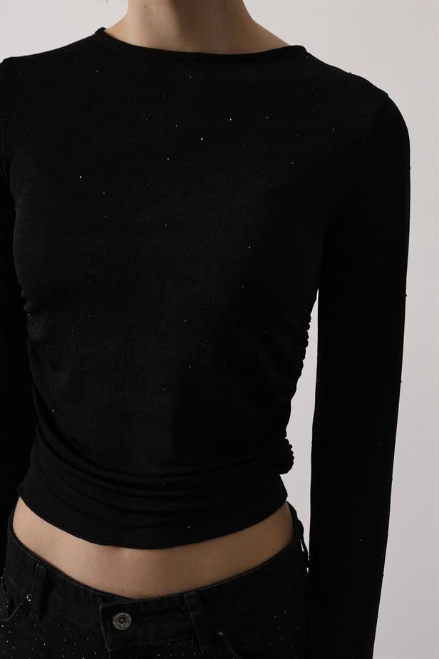 RYN STONE EMBELLISHED RUCHED BODY - Black - Crewe