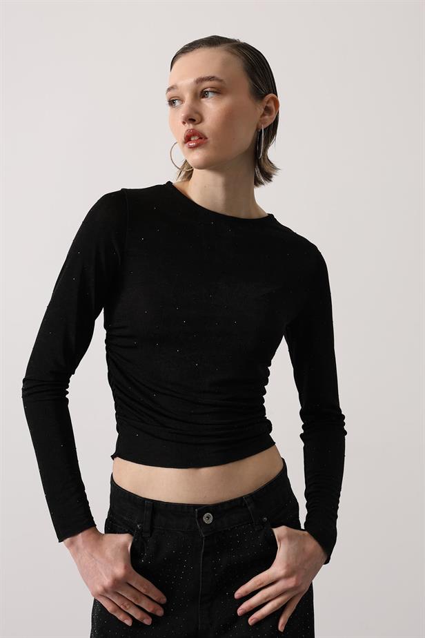 RYN STONE EMBELLISHED RUCHED BODY - Black - Crewe