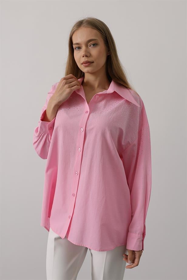 RYN Studded Pointed Collar Shirt - Pink - Northwich
