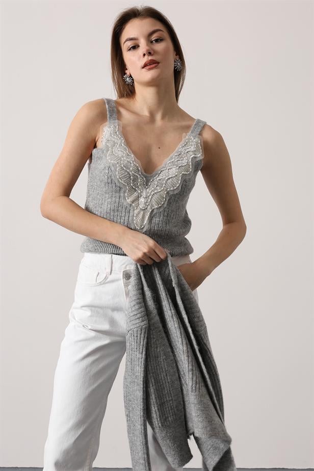 RYN KNIT BLOUSE SET - Gray-Gray - Chilliwack