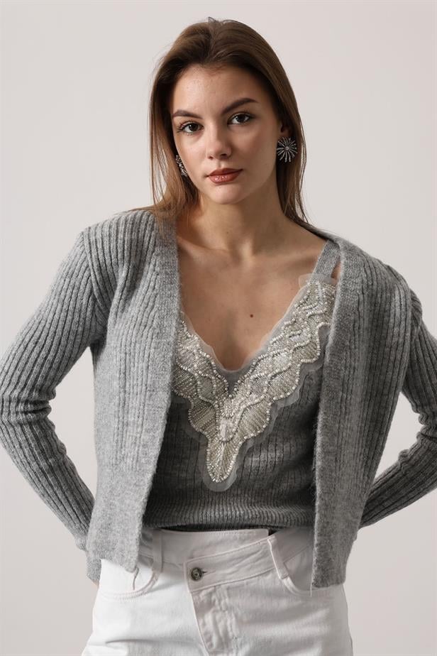 RYN KNIT BLOUSE SET - Gray-Gray - Chilliwack