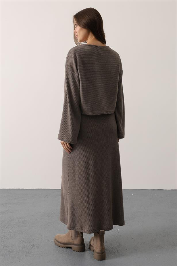 RYN LONG SLEEVE BLOUSE SKIRT SUIT - Mink - Issy-les-Moulineaux