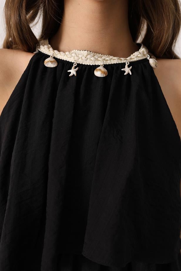 RYN Neck Detailed Layered Dress - Black - Innisfil