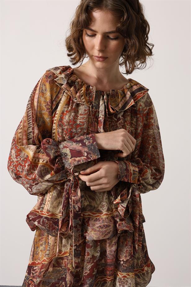 RYN TIED NECK MINI DRESS - Multi Color - Ixtlahuacán de los Membrillos