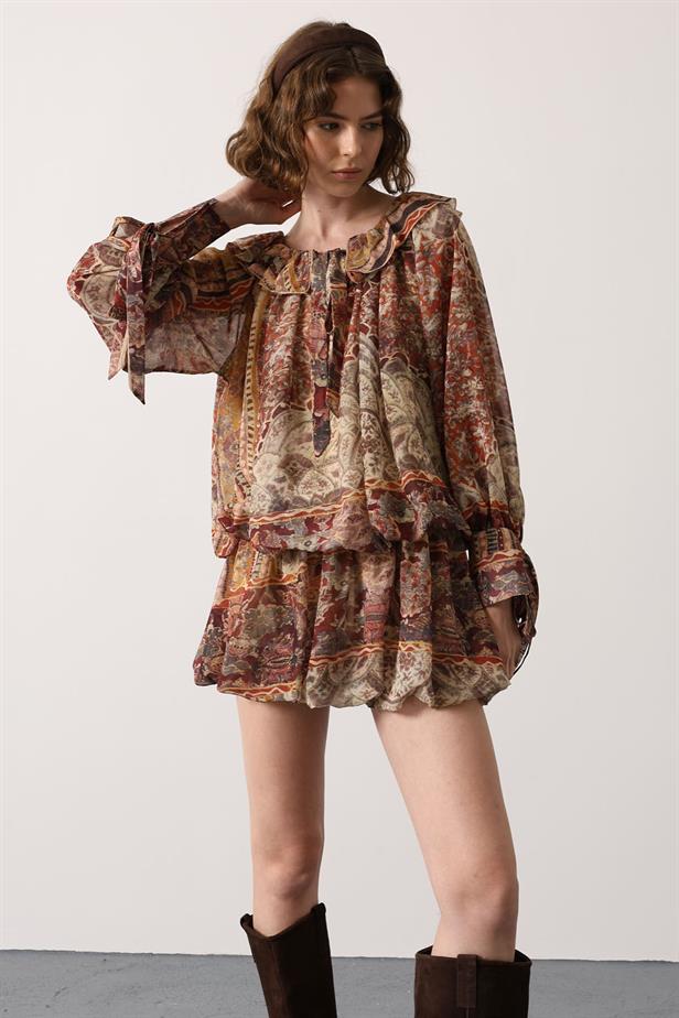 RYN TIED NECK MINI DRESS - Multi Color - Ixtlahuacán de los Membrillos