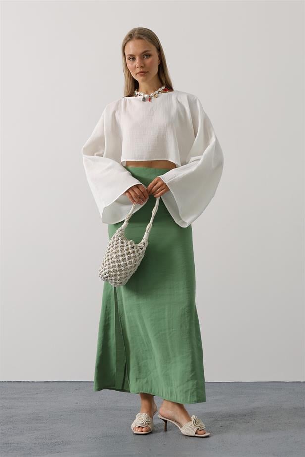 RYN BAT SLEEVE CROP BLOUSE - White - Rimouski
