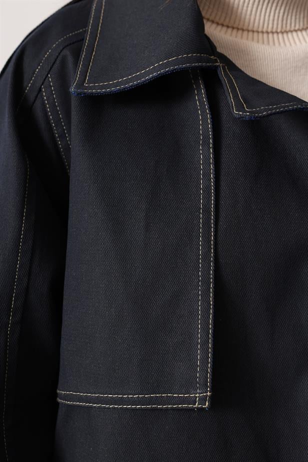 RYN YIKAMA EFEKTLİ BAĞLAMALI DENİM CEKET - Siyah - Nuevo Laredo