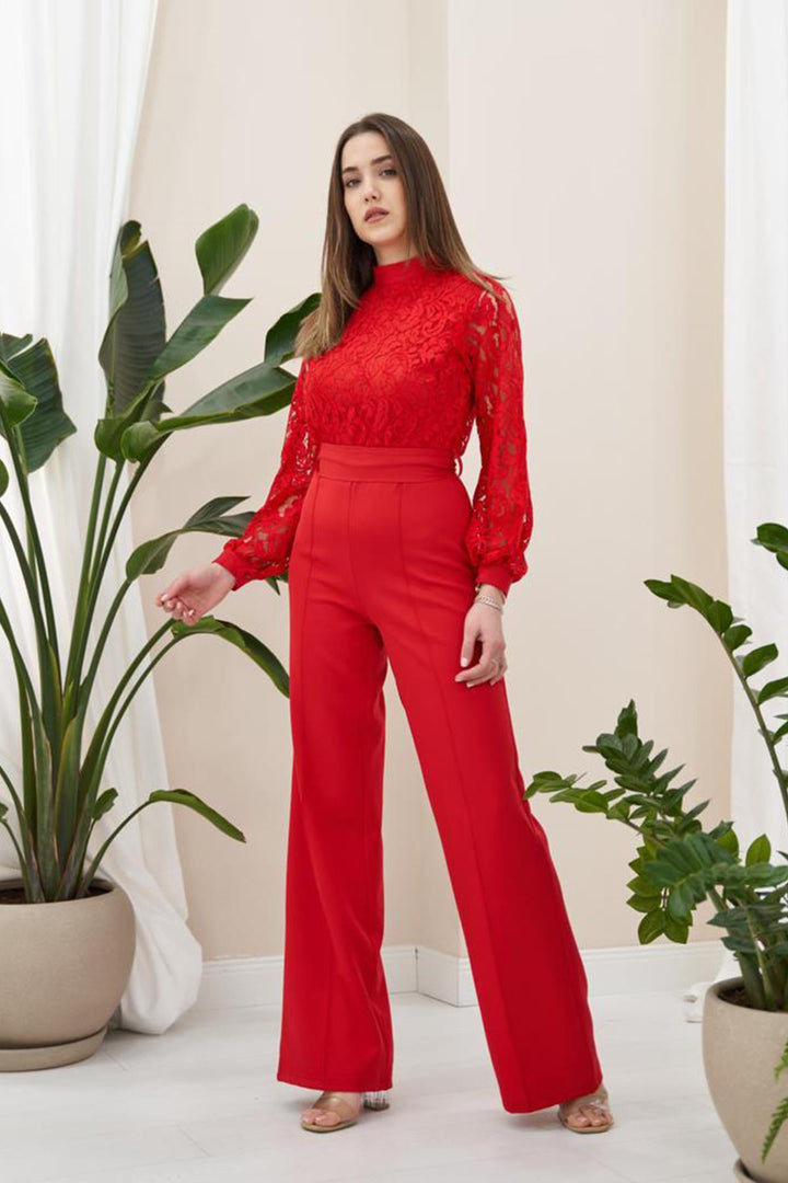 ELS Lace Top Jumpsuit - Red - Groningen