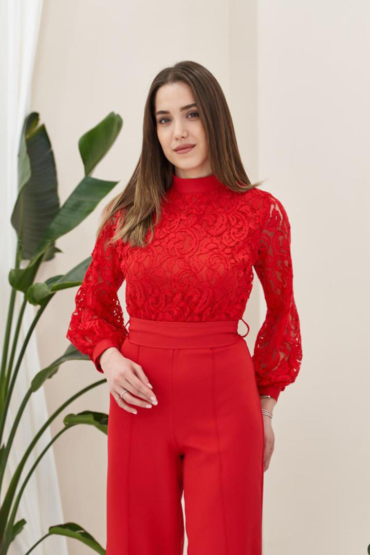 ELS Lace Top Jumpsuit - Red - Groningen