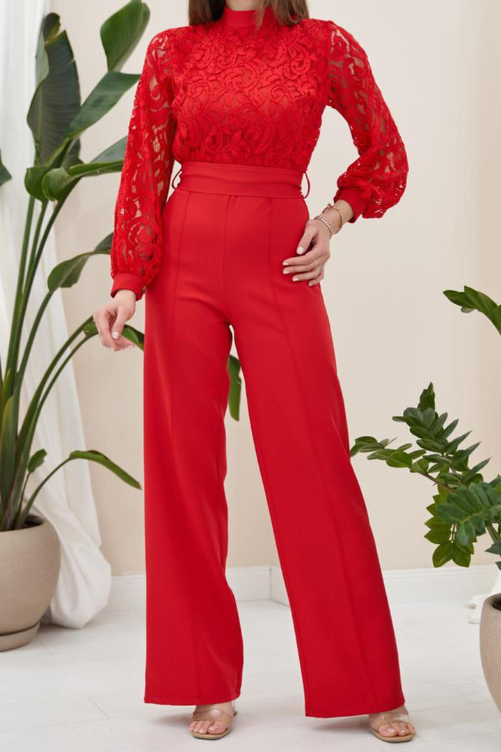 ELS Lace Top Jumpsuit - Red - Groningen