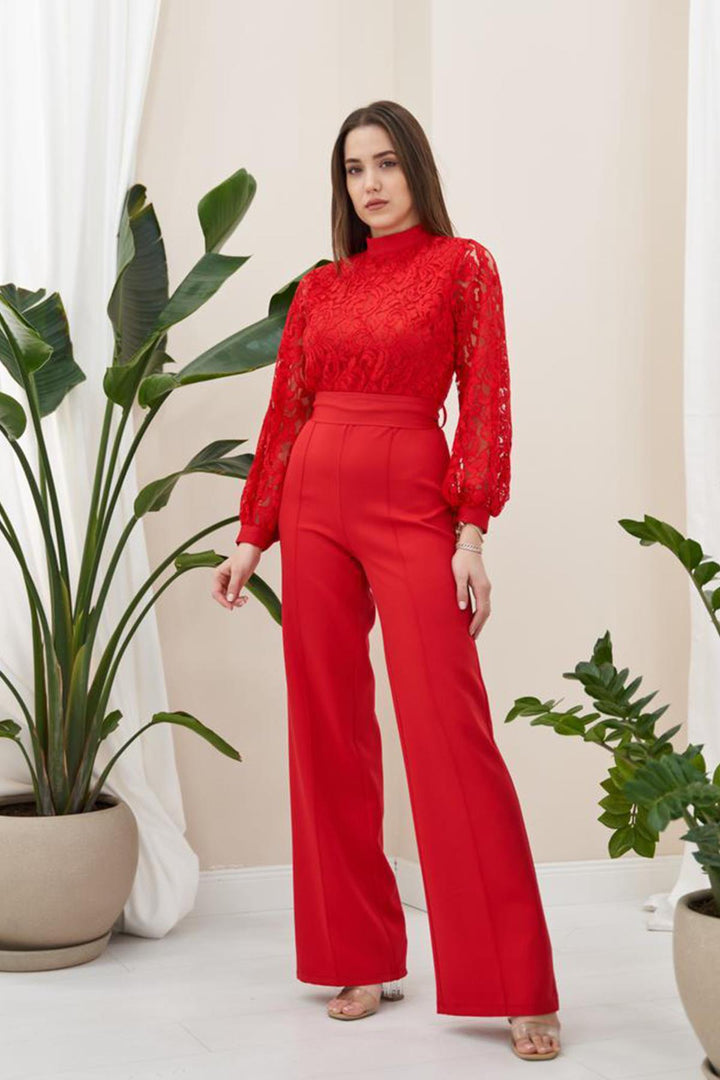 ELS Lace Top Jumpsuit - Red - Groningen