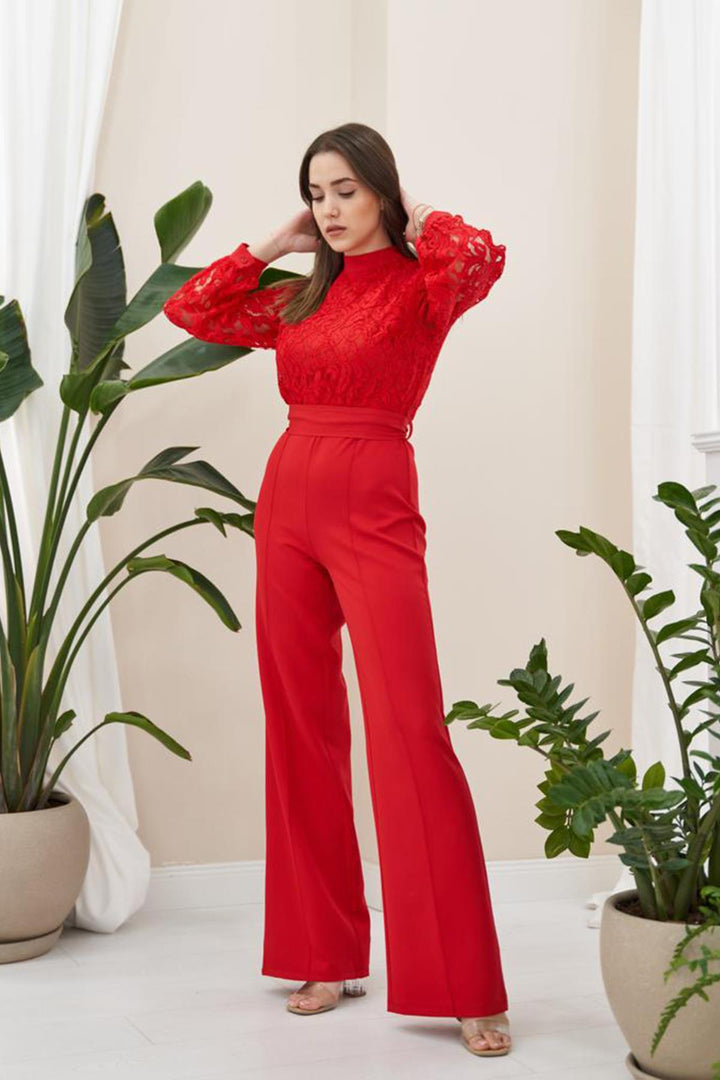 ELS Lace Top Jumpsuit - Red - Groningen