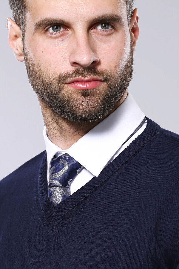 WSS V Neck Dark Blue Knitwear  - Gosport